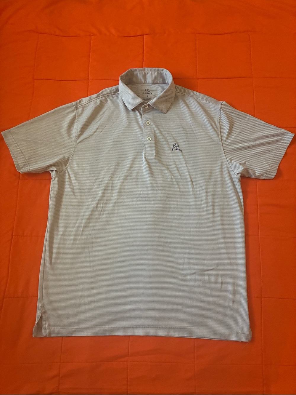 Rhoback Performance Polo Mens Large Gray Striped Short Sleeve Shirt